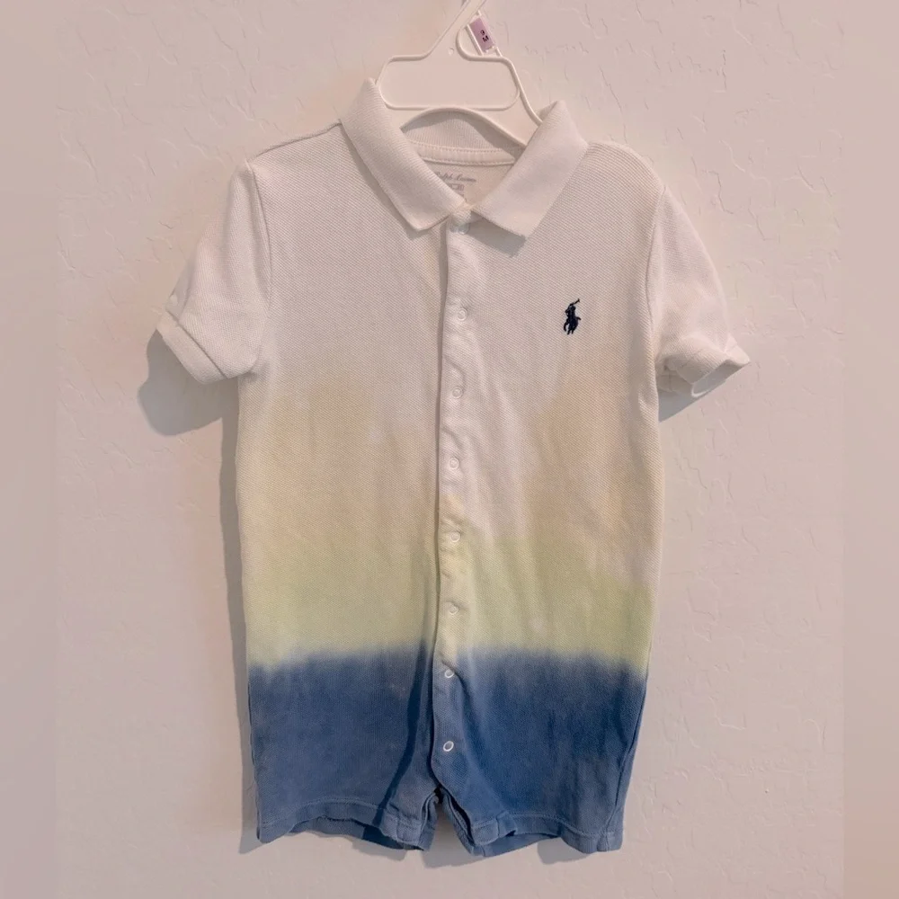 Ralph Lauren Toddler Ombré Mesh Polo Shortalls  One‎ Piece Collared Size 18M